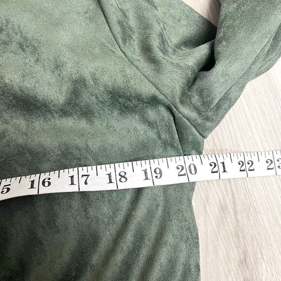 Blank NYC Jacket Women’s Small Green Faux Suede Drape Open Front - Picture 8 of 9